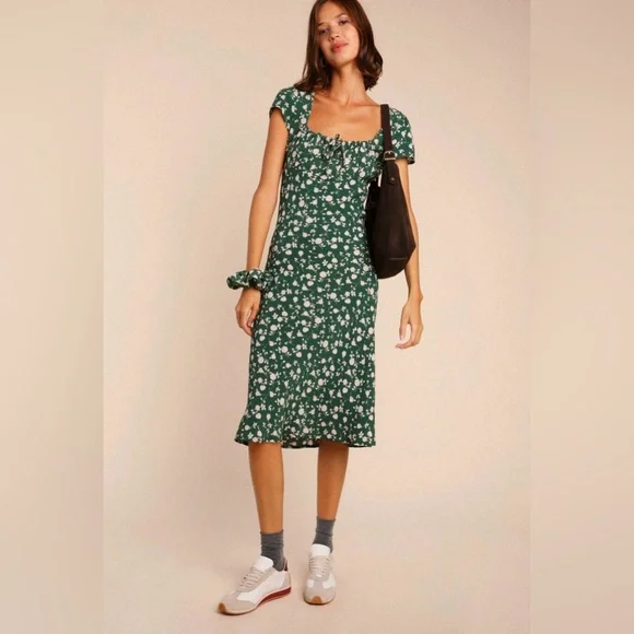 Rouje Ines Midi Dress in Green Floral size 36/US4